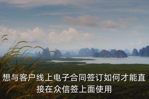想與客戶線上電子合同簽訂如何才能直接在眾信簽上面使用