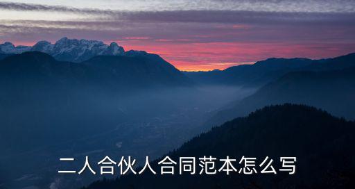 二人合伙人合同范本怎么寫
