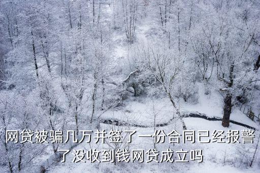 網(wǎng)貸被騙幾萬并簽了一份合同已經(jīng)報警了沒收到錢網(wǎng)貸成立嗎