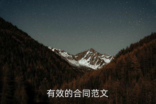 有效的合同范文