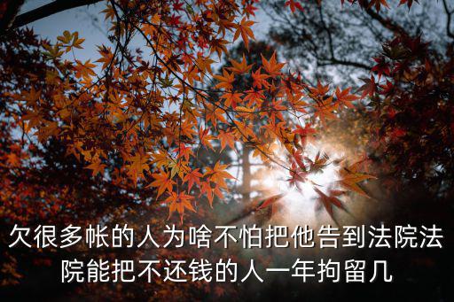 為什么現(xiàn)在人欠錢不怕被起訴，欠很多帳的人為啥不怕把他告到法院