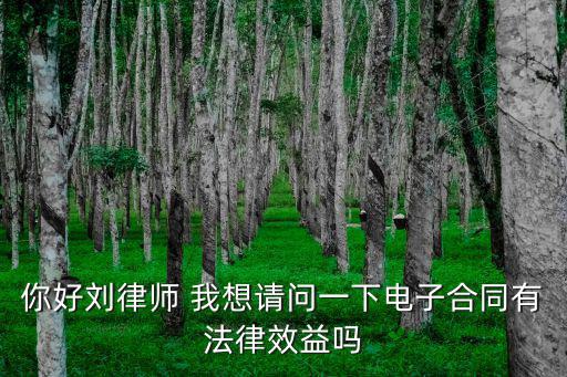 電子版合同 法律效力，你好劉律師 我想請問一下電子合同有法律效益嗎