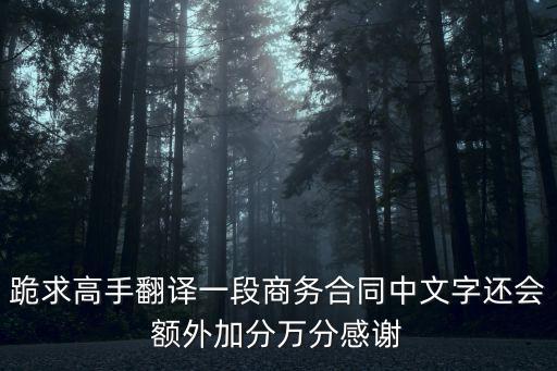 商務(wù)合同翻譯報(bào)告，商務(wù)英語(yǔ)合同翻譯求推薦