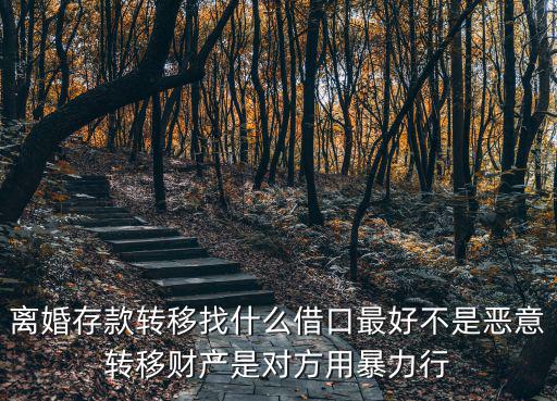 離婚存款轉(zhuǎn)移找什么借口最好不是惡意轉(zhuǎn)移財(cái)產(chǎn)是對(duì)方用暴力行