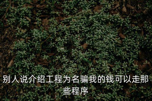 別人說介紹工程為名騙我的錢可以走那些程序