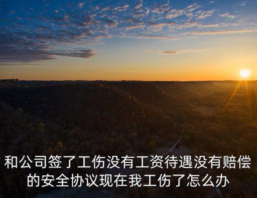 和公司簽了工傷沒有工資待遇沒有賠償?shù)陌踩珔f(xié)議現(xiàn)在我工傷了怎么辦