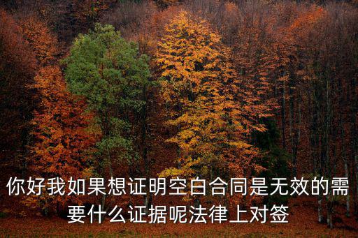 你好我如果想證明空白合同是無效的需要什么證據(jù)呢法律上對簽