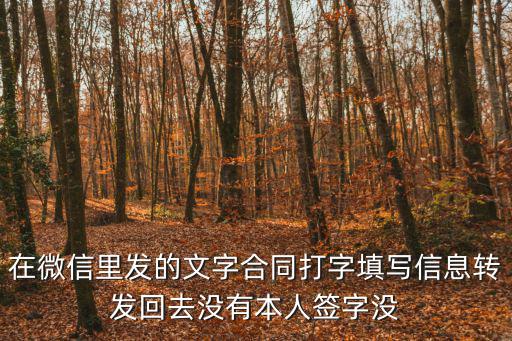 在微信里發(fā)的文字合同打字填寫(xiě)信息轉(zhuǎn)發(fā)回去沒(méi)有本人簽字沒(méi)