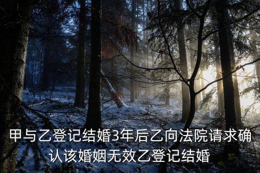 甲與乙登記結(jié)婚3年后乙向法院請(qǐng)求確認(rèn)該婚姻無(wú)效乙登記結(jié)婚