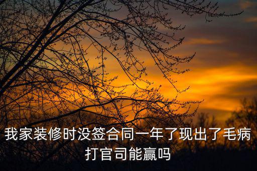 我家裝修時(shí)沒(méi)簽合同一年了現(xiàn)出了毛病打官司能贏嗎
