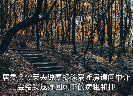 居委會(huì)今天去說要拆除隔斷房請問中介會(huì)給我退好回剩下的房租和押