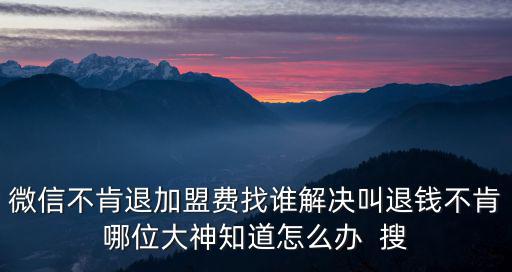 微信不肯退加盟費找誰解決叫退錢不肯哪位大神知道怎么辦  搜