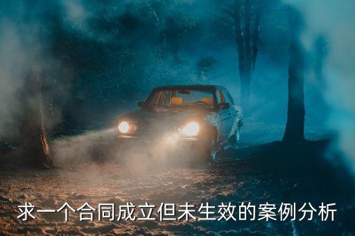 求一個合同成立但未生效的案例分析