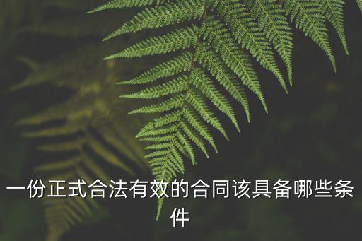 一份正式合法有效的合同該具備哪些條件