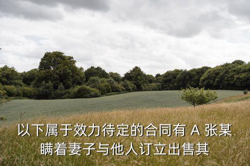 以下屬于效力待定的合同有 A 張某瞞著妻子與他人訂立出售其