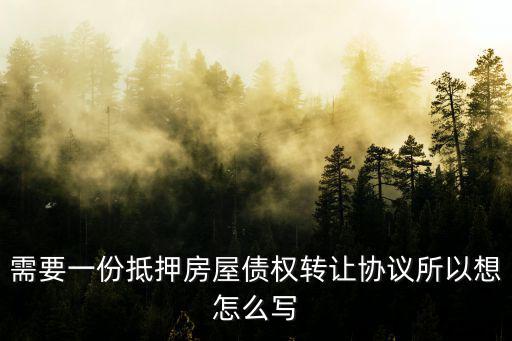 需要一份抵押房屋債權(quán)轉(zhuǎn)讓協(xié)議所以想怎么寫