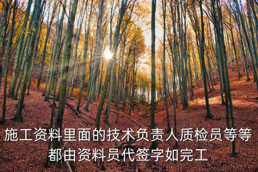 施工資料里面的技術(shù)負(fù)責(zé)人質(zhì)檢員等等都由資料員代簽字如完工