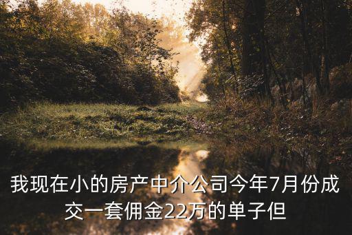 我現(xiàn)在小的房產(chǎn)中介公司今年7月份成交一套傭金22萬(wàn)的單子但