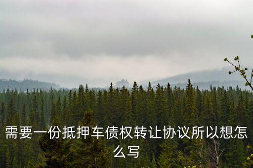 需要一份抵押車債權(quán)轉(zhuǎn)讓協(xié)議所以想怎么寫