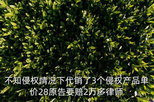 不知侵權(quán)情況下代銷了3個(gè)侵權(quán)產(chǎn)品單價(jià)28原告要賠2萬多律師