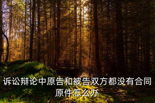 訴訟辯論中原告和被告雙方都沒有合同原件怎么辦
