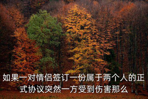 如果一對情侶簽訂一份屬于兩個人的正式協(xié)議突然一方受到傷害那么