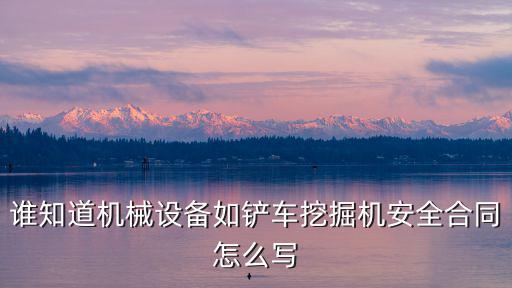 誰知道機械設備如鏟車挖掘機安全合同怎么寫