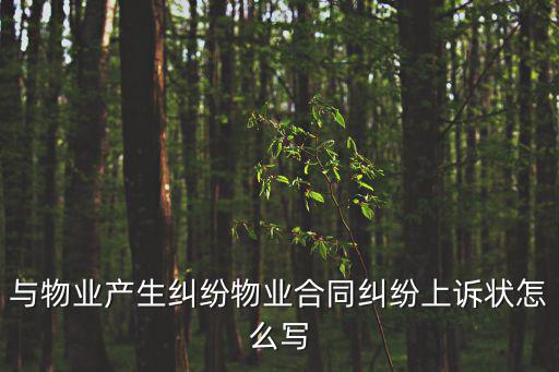 與物業(yè)產生糾紛物業(yè)合同糾紛上訴狀怎么寫