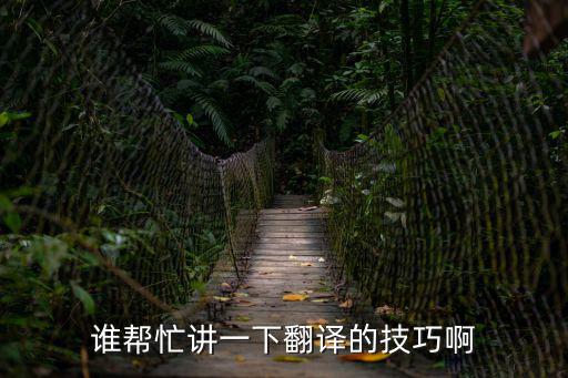 誰幫忙講一下翻譯的技巧啊