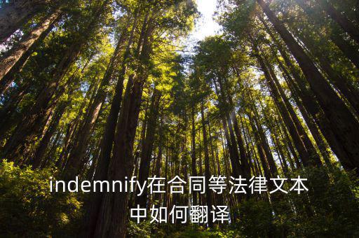 英語(yǔ)翻譯崗位合同法律文本，indemnify在合同等法律文本中如何翻譯