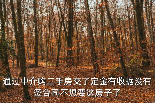 被中介忽悠交定金如何退沒簽合同，通過中介購二手房交了定金有收據(jù)沒有簽合同不想要這房子了