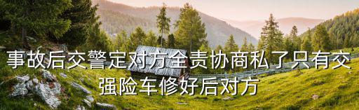 事故后交警定對(duì)方全責(zé)協(xié)商私了只有交強(qiáng)險(xiǎn)車(chē)修好后對(duì)方