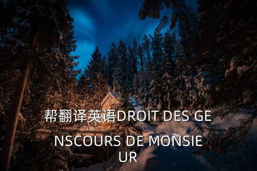 幫翻譯英語DROIT DES GENSCOURS DE MONSIEUR