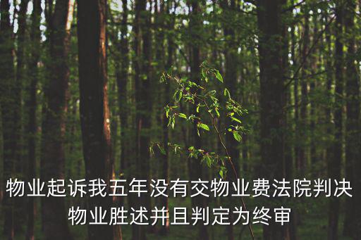 物業(yè)糾紛業(yè)主勝訴案例分享，物業(yè)起訴我五年沒有交物業(yè)費(fèi)法院判決物業(yè)勝述并且判定為終審