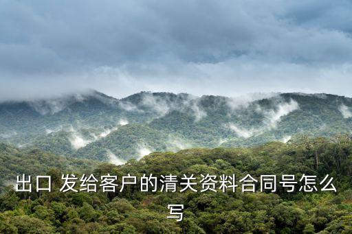 出口 發(fā)給客戶的清關(guān)資料合同號怎么寫