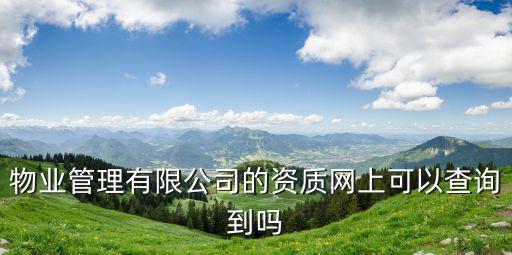 物業(yè)管理有限公司的資質(zhì)網(wǎng)上可以查詢到嗎