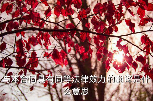 與本合同具有同等法律效力的翻譯是什么意思