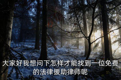 大家好我想問(wèn)下怎樣才能找到一位免費(fèi)的法律援助律師呢