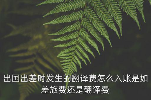 出國(guó)出差時(shí)發(fā)生的翻譯費(fèi)怎么入賬是如差旅費(fèi)還是翻譯費(fèi)