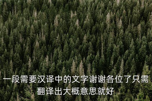 一段需要漢譯中的文字謝謝各位了只需翻譯出大概意思就好