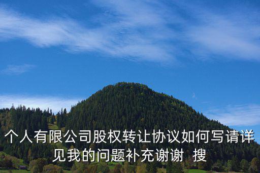 個人有限公司股權(quán)轉(zhuǎn)讓協(xié)議如何寫請詳見我的問題補充謝謝  搜