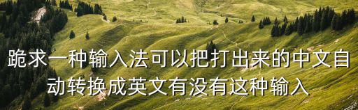 跪求一種輸入法可以把打出來的中文自動(dòng)轉(zhuǎn)換成英文有沒有這種輸入