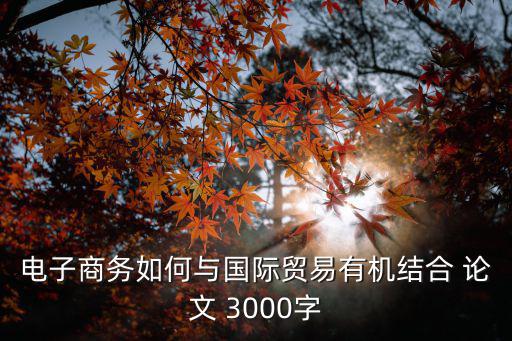 電子合同論文3000字，電子商務(wù)如何與國際貿(mào)易有機(jī)結(jié)合 論文 3000字