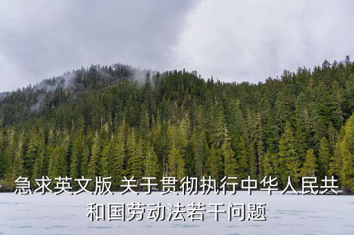 急求英文版 關于貫徹執(zhí)行中華人民共和國勞動法若干問題
