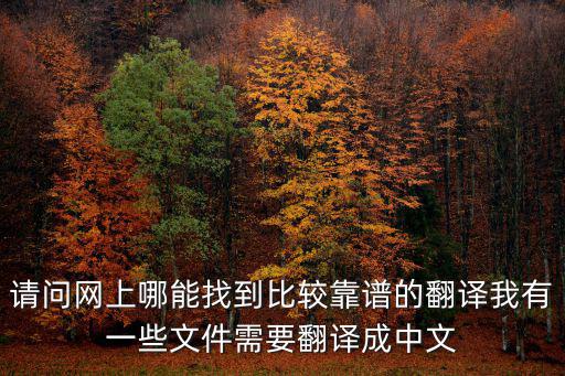 請(qǐng)問網(wǎng)上哪能找到比較靠譜的翻譯我有一些文件需要翻譯成中文