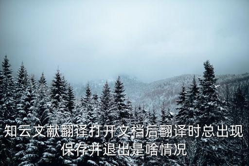 知云文獻翻譯打開文檔后翻譯時總出現(xiàn)保存并退出是啥情況