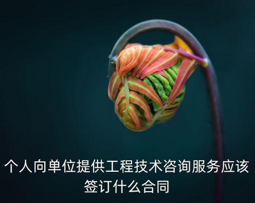 技術(shù)咨詢合同內(nèi)容，個人向單位提供工程技術(shù)咨詢服務(wù)應(yīng)該簽訂什么合同