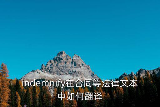 indemnify在合同等法律文本中如何翻譯