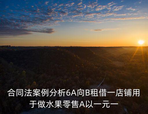 合同法案例分析6A向B租借一店鋪用于做水果零售A以一元一