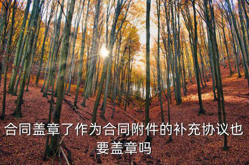 合同蓋章了作為合同附件的補充協(xié)議也要蓋章嗎